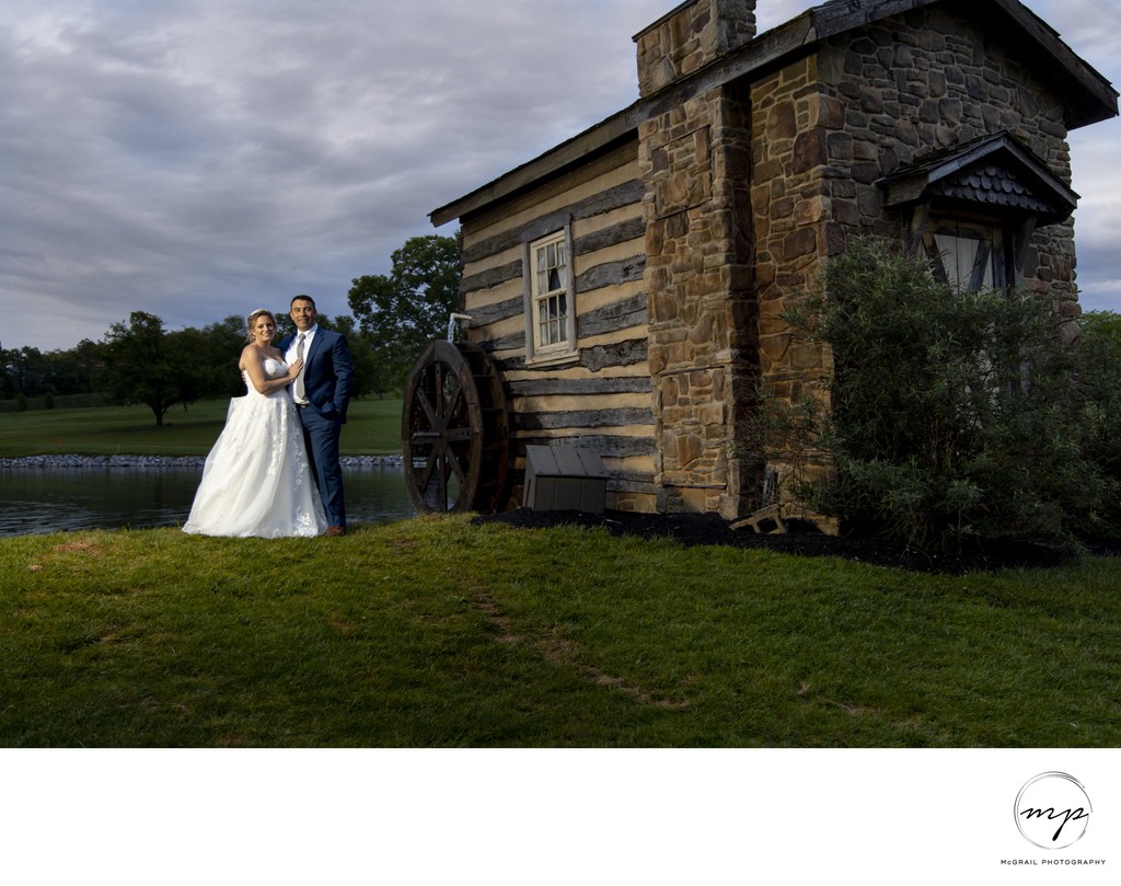 charming rustic portrait of groom and bride
