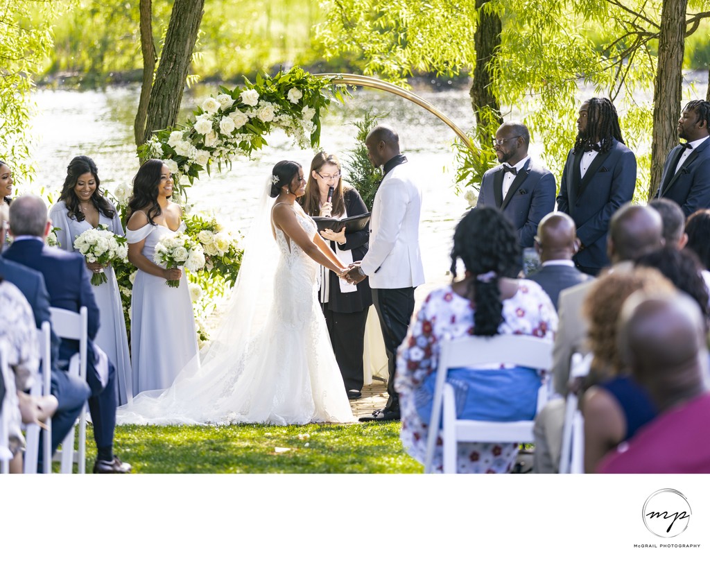 Romantic Outdoor Wedding Ceremony by the Lake