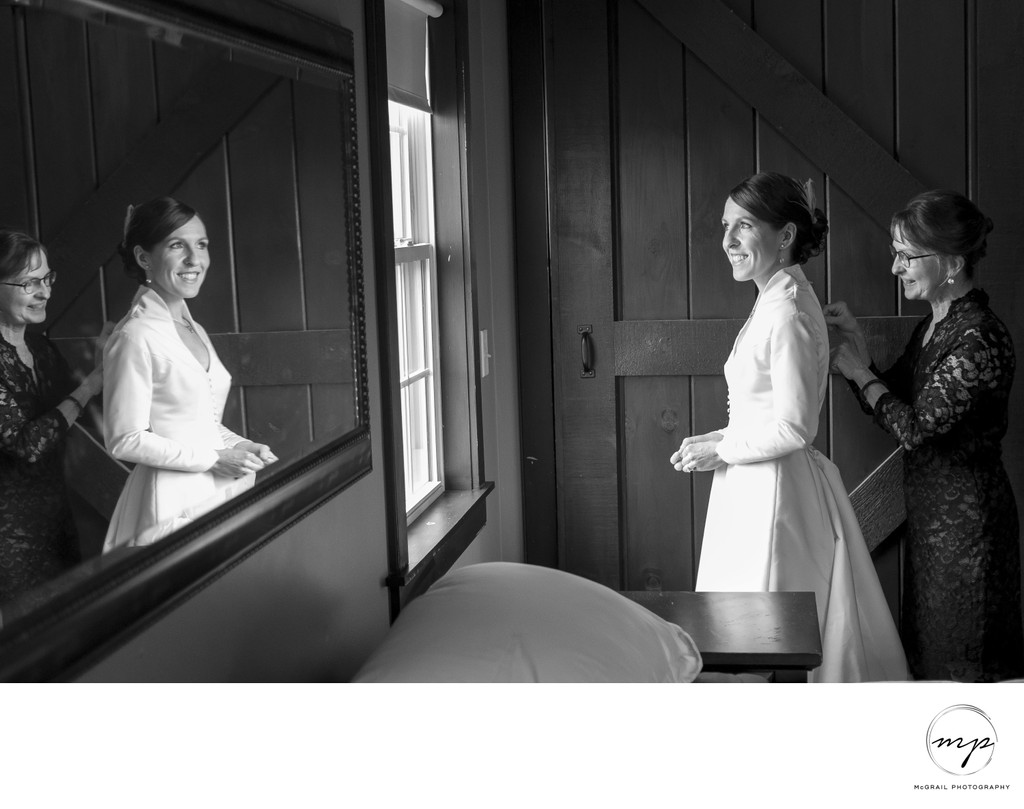 elegant bride and mother photo with reflection