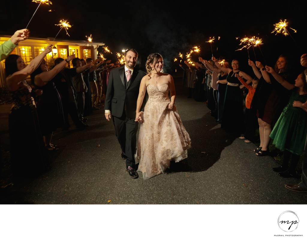 magical sparkler exit of wedding couple