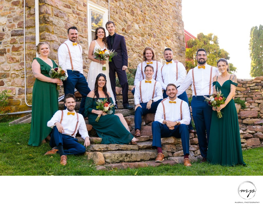 elegant and rustic wedding party in picturesque estate