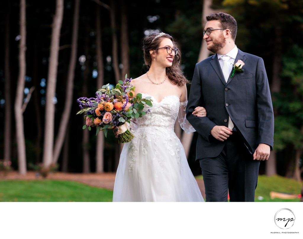 Newlyweds Stroll:  Bliss of a Perfect Wedding Day