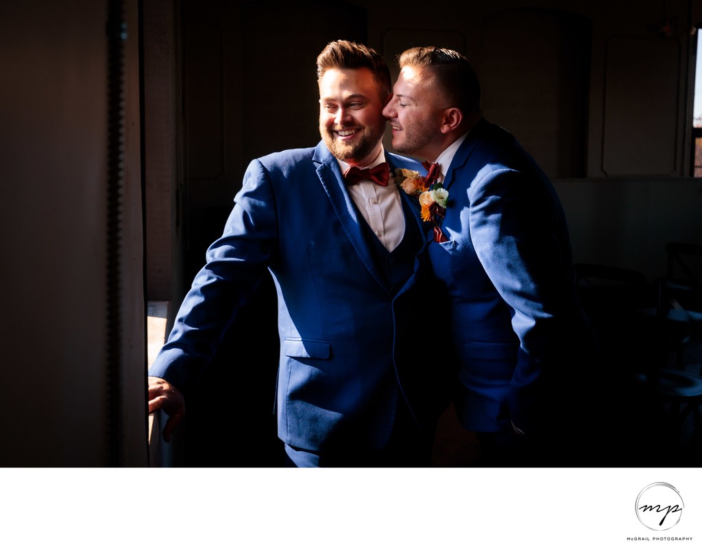 Groom's Intimate Moment: Love and Laughter 
