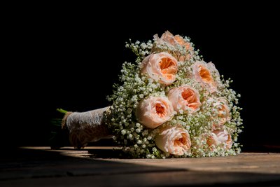 Elegant Bridal Bouquet in Dramatic  Light