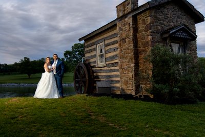 charming rustic portrait of groom and bride