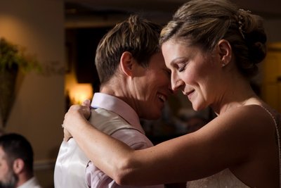 emotional first dance of lesbian queer couple