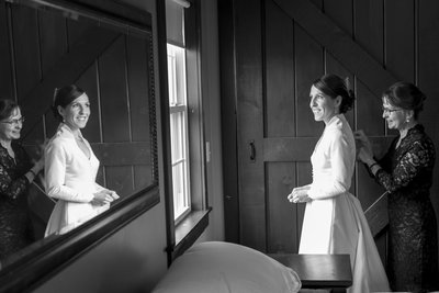 elegant bride and mother photo with reflection