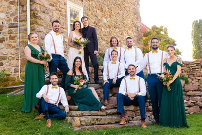 elegant and rustic wedding party in picturesque estate