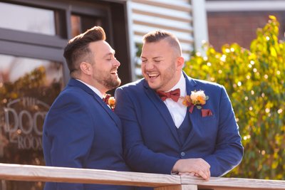 Wedding portrait of happy gay couple