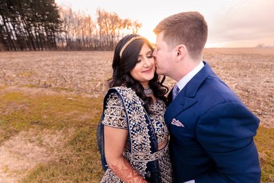 A Kiss at Sunset: Celebrating Love in a Field of Dreams
