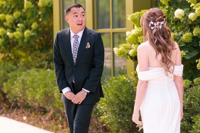 Grooms Surprised Reaction to Seeing Bride at First Look