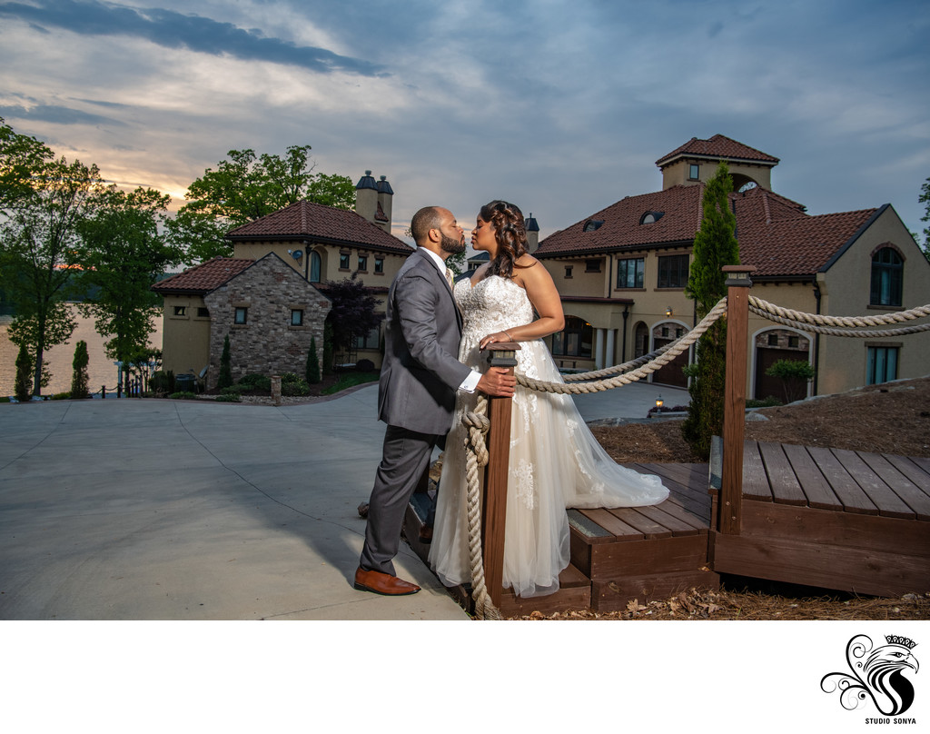 Bride and Groom at the Bella Collina Mansion
