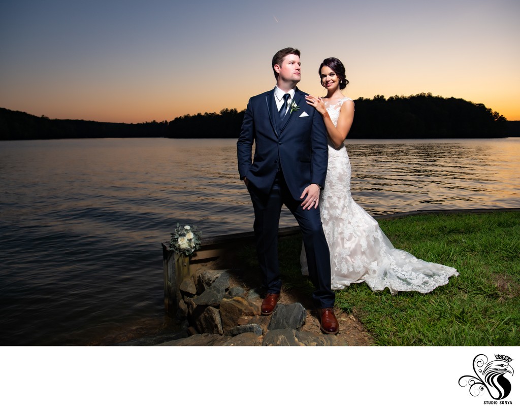 Bride and Groom at Belews Lake