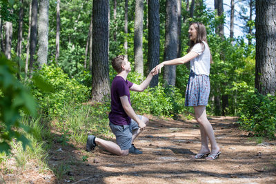 Engaged Couple at Historic Yates Mill County Park
