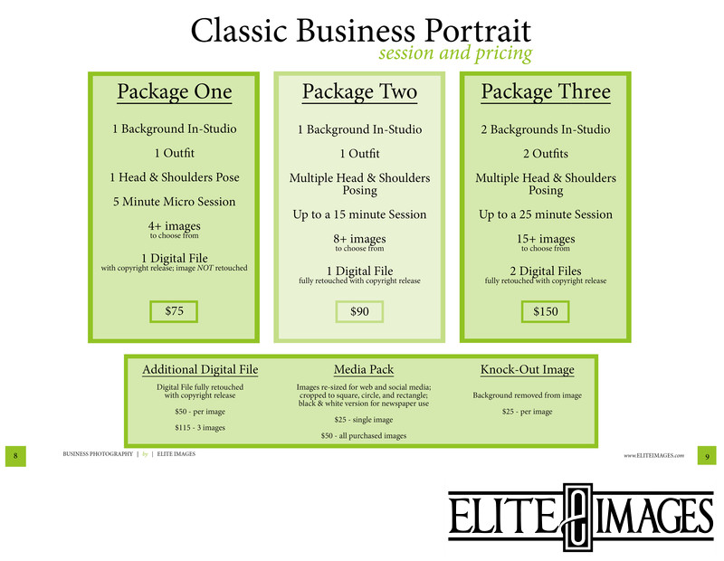 Dubuque Business Portrait Pricing