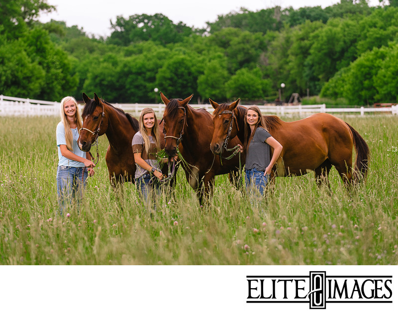 Senior Portrait Photoshoot with Horses near Dubuque