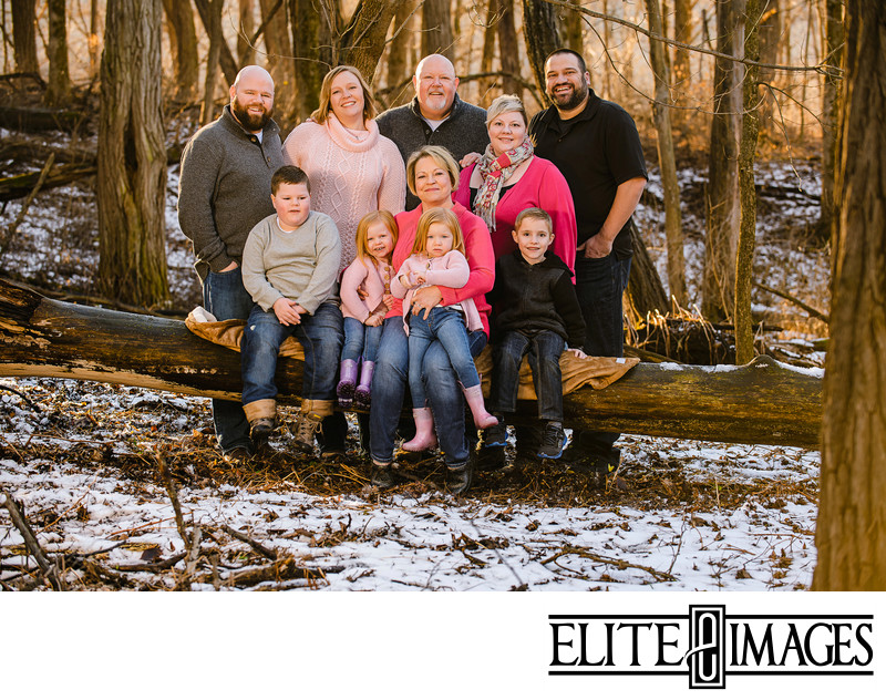 Winter and Fall Family Portraits near Dubuque