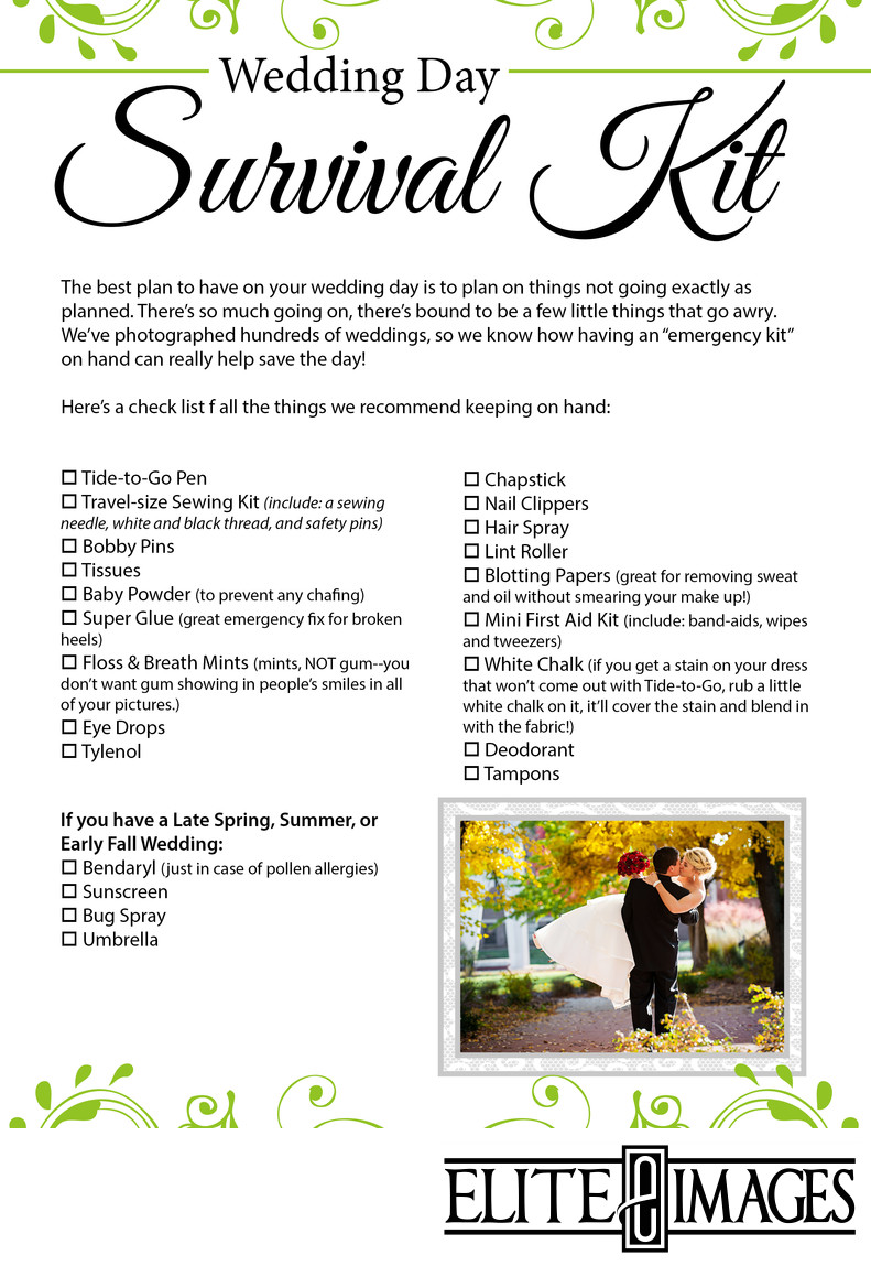 Wedding Day Survival Kit Checklist