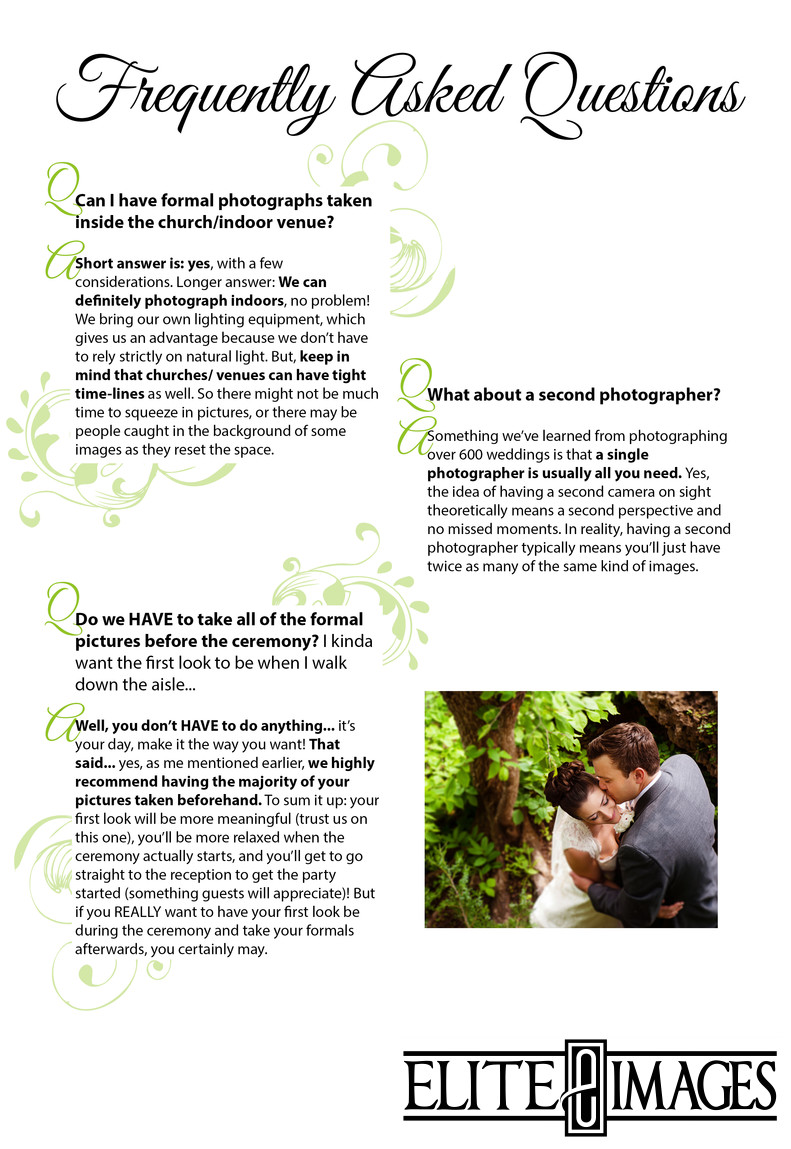 Wedding Photography Frequently Asked Questions