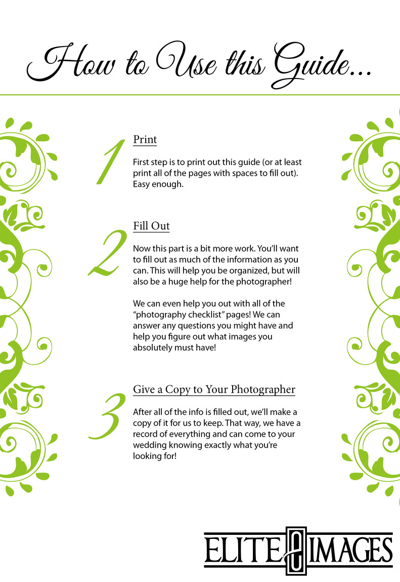 How to Use Wedding Photography Planning Guide