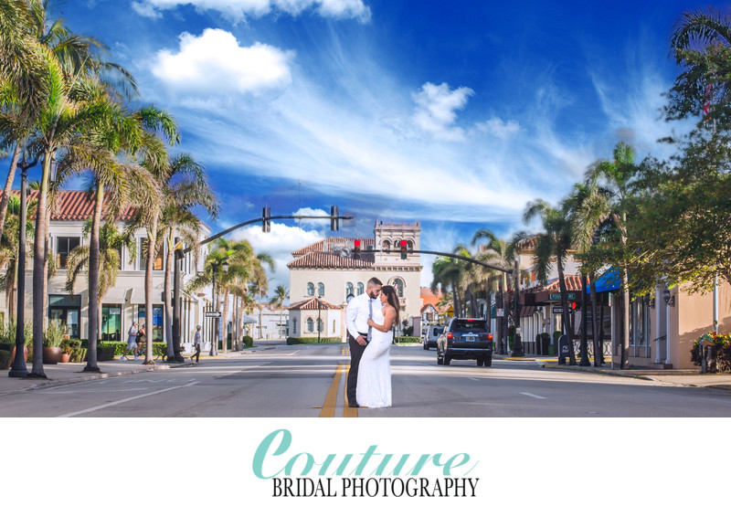 Engagement shoot in Palm Beach Worth Ave. Engaged couple portraits