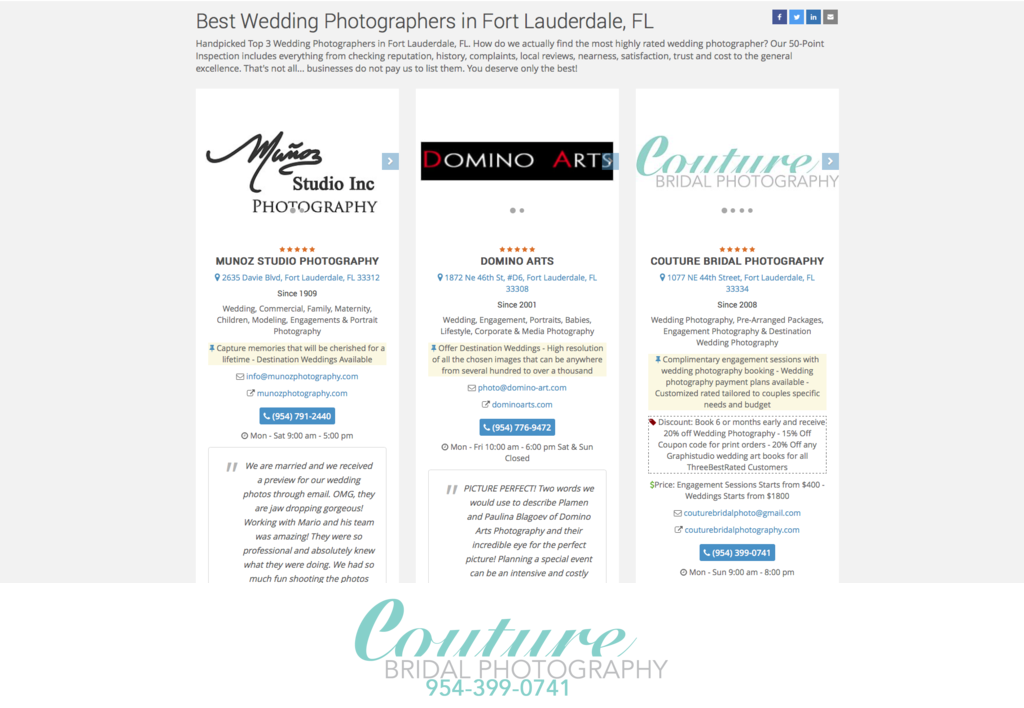 FORT LAUDERDALE BEST RATED WEDDING PHOTOGRAPHY STUDIO