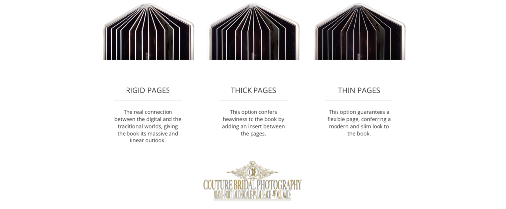 COUTURE BRIDAL PHOTOGRAPHY ALBUM PAGE THICKNESS GUIDE