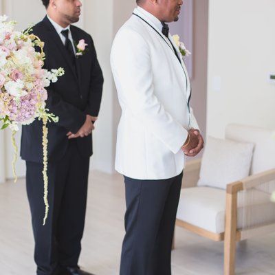 MIAMI WEDDING PHOTOGRAPHER GROOM AWAITING HIS BRIDE