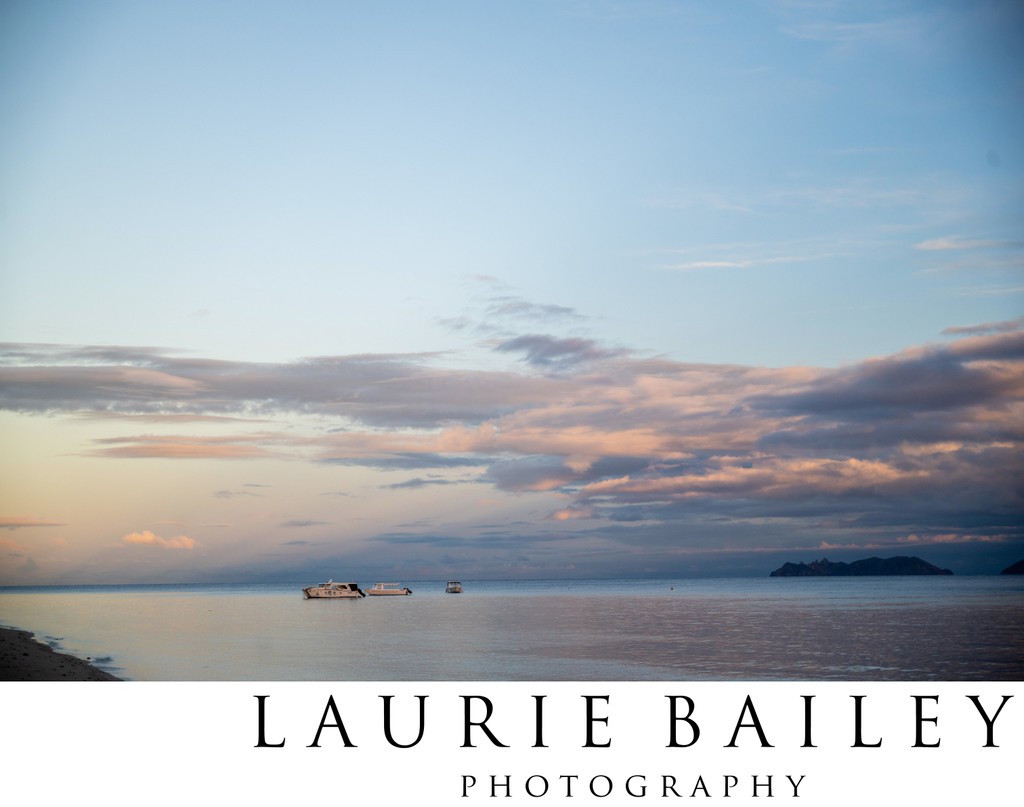 Fiji Sunset View | Soft Pastel Colors Over the Ocean