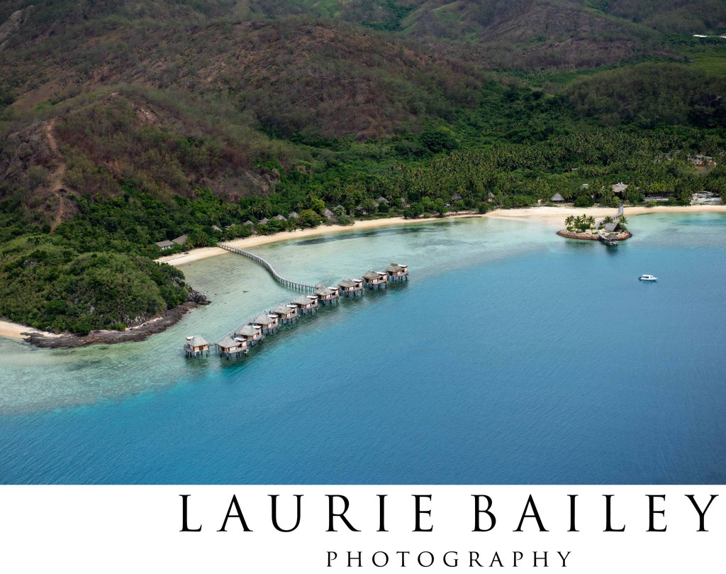 Overwater Bungalows in Fiji | Aerial Resort Photography