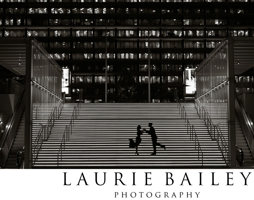 City Steps Silhouette | Editorial Couple Portrait