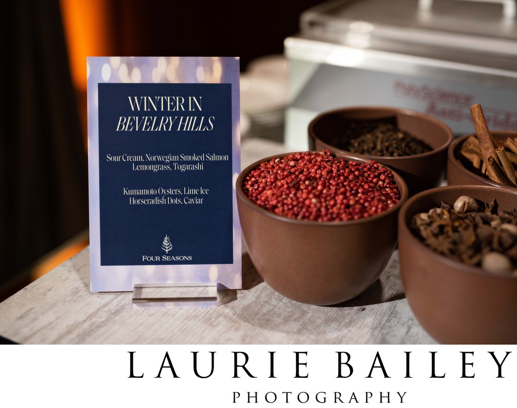 Winter-themed buffet details at a Regent Beverly Wilshire