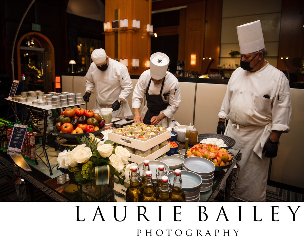 Thoughtfully arranged food station at the Regent Beverly Wilshire