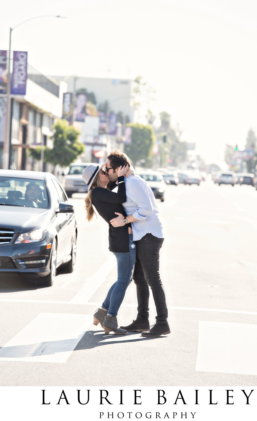 Hip Engagement Photos in the streets of Los Angeles
