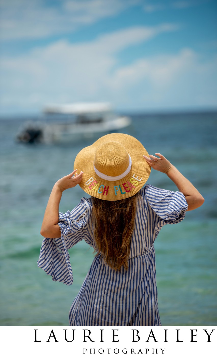 Beach Hat and Ocean View | Serene Fiji Travel Portrait