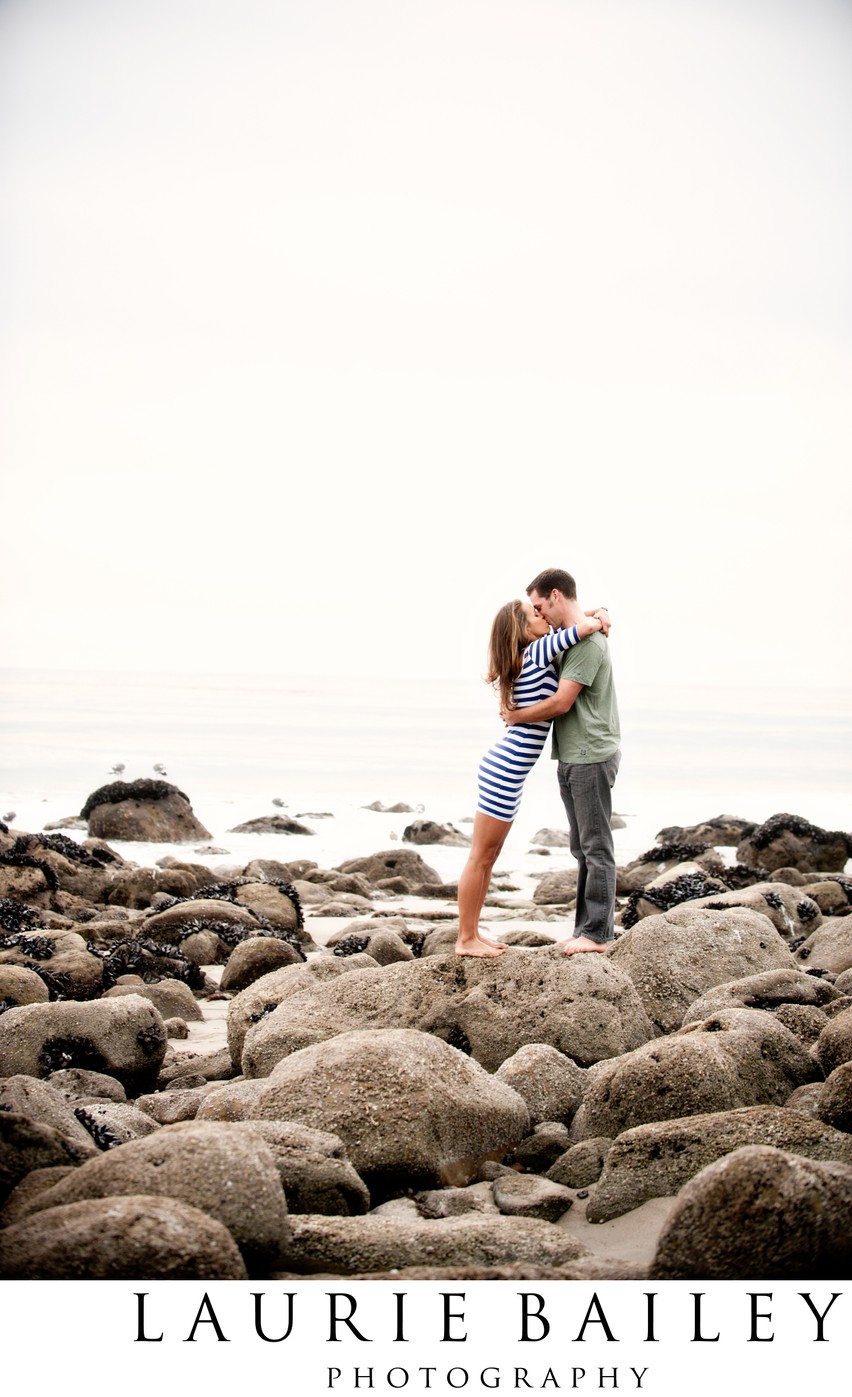 Romantic Beach Kiss | Couples Photography at the Shore