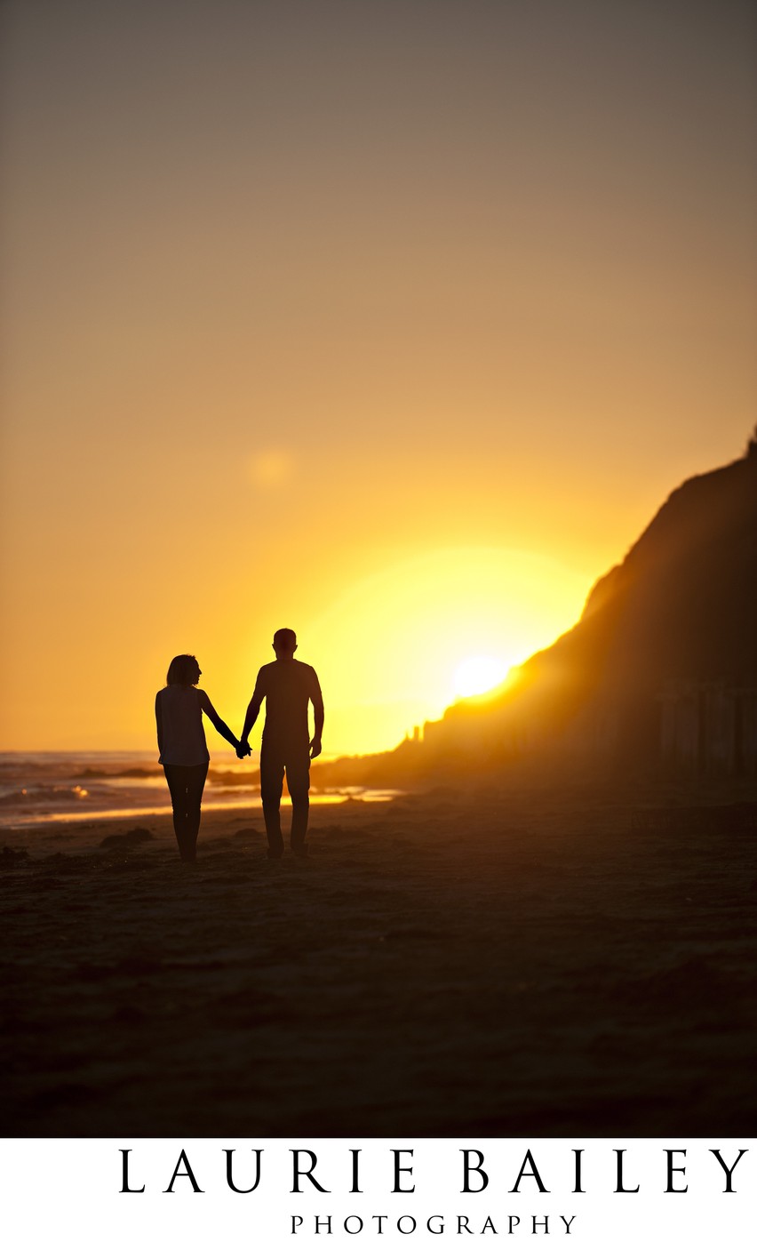 Beach Sunset Silhouette | Candid Couple Photo