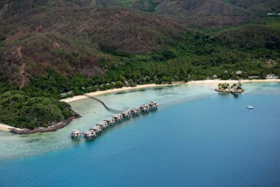 Overwater Bungalows in Fiji | Aerial Resort Photography