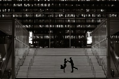 City Steps Silhouette | Editorial Couple Portrait