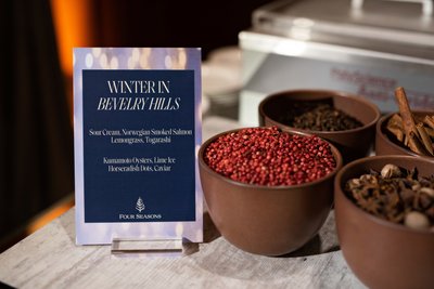 Winter-themed buffet details at a Regent Beverly Wilshire