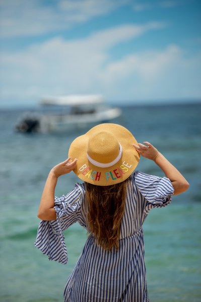 Beach Hat and Ocean View | Serene Fiji Travel Portrait