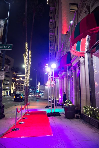 Beverly Wilshire red carpet entrance at night