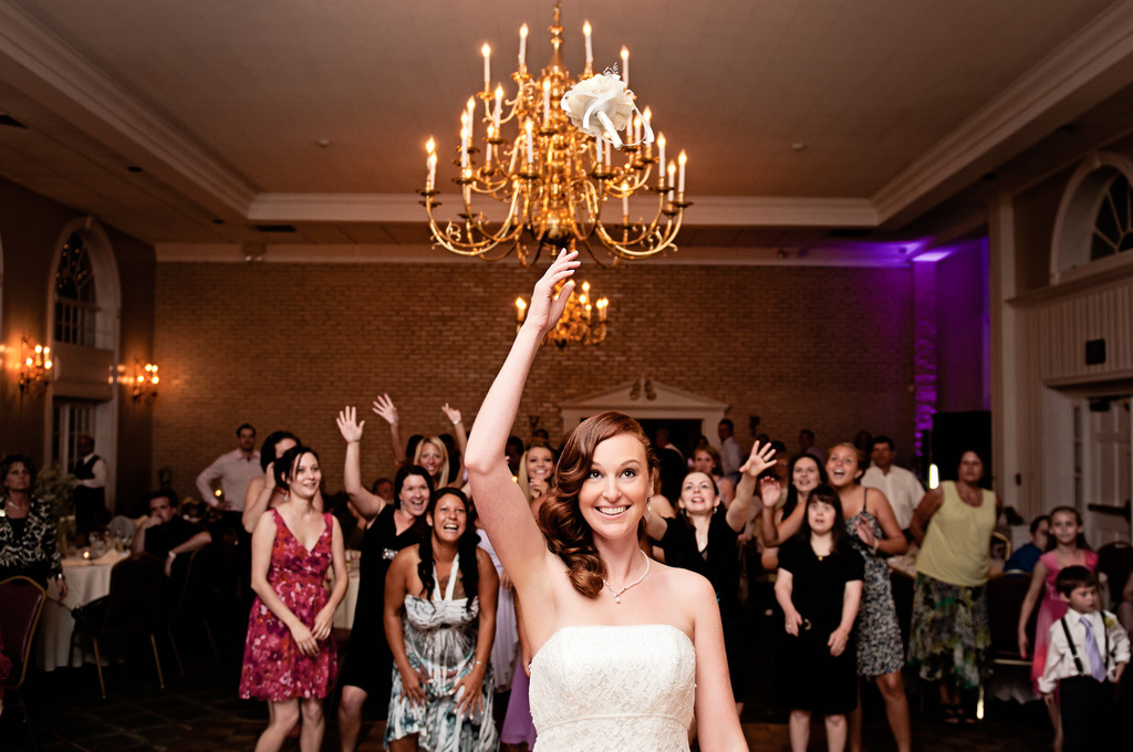 Bride throwing Bouquet at South Jersey Wedding