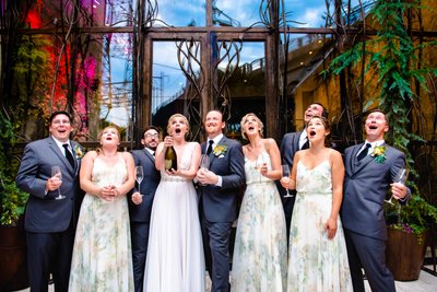 Bridal Party with champagne at Artesano Gallery Wedding