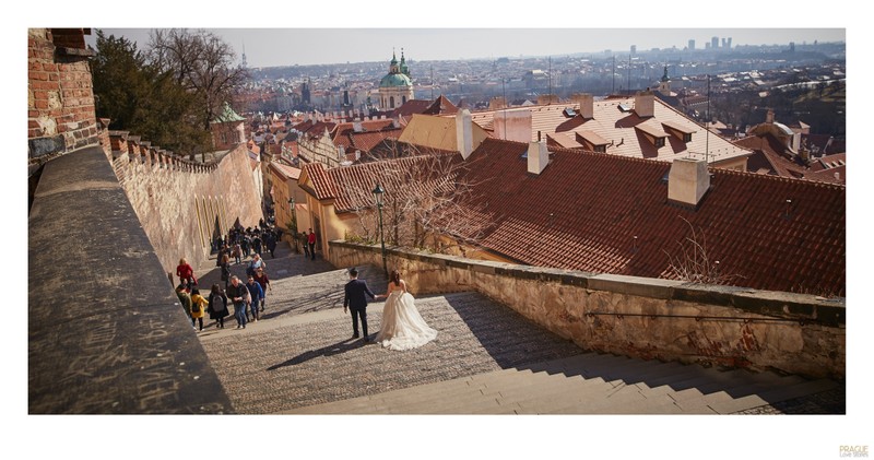 Walking down the castle steps