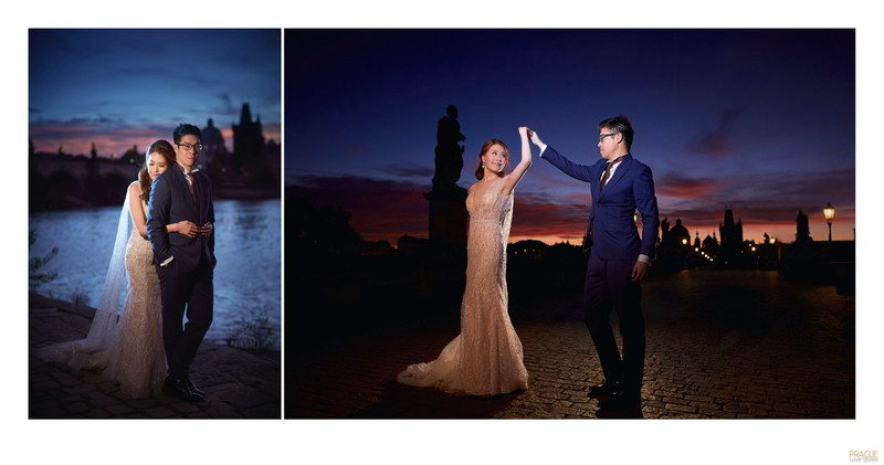 A dance and a cuddle atop the Charles Bridge