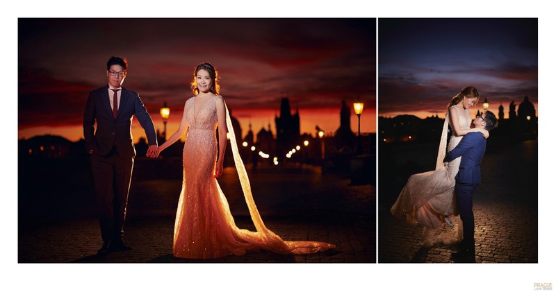 Elegant & intimate pre wedding portraits at night