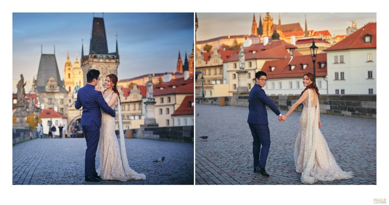 A few sunrise portraits on the Charles Bridge