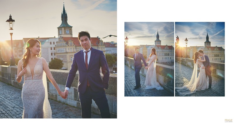 Sun flared moments atop the Charles Bridge