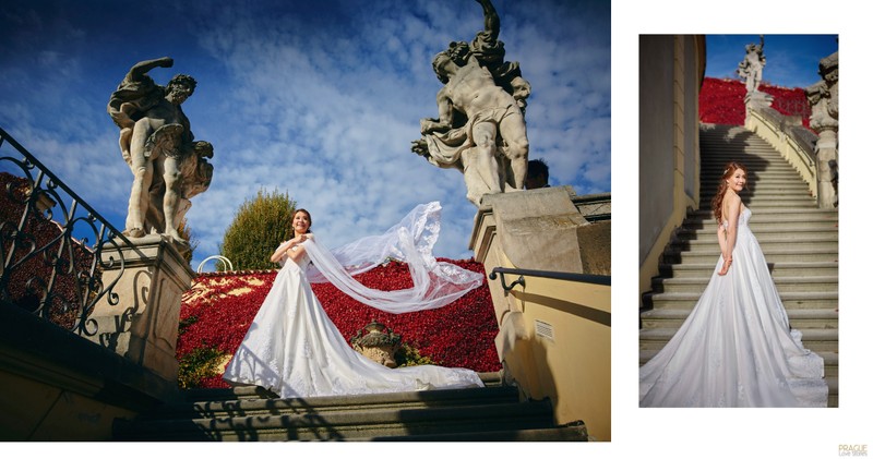 Bridal portraits at the Vrtba Garden 